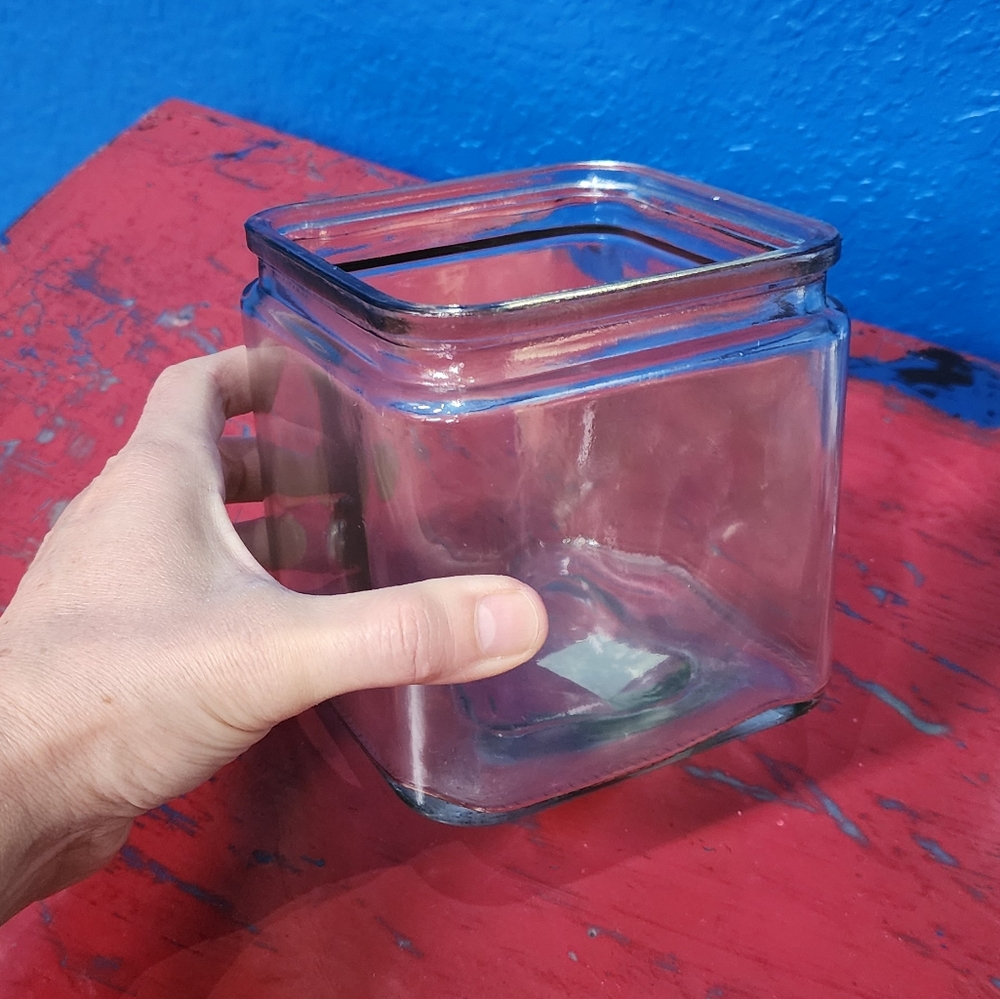 Square glass vase jar